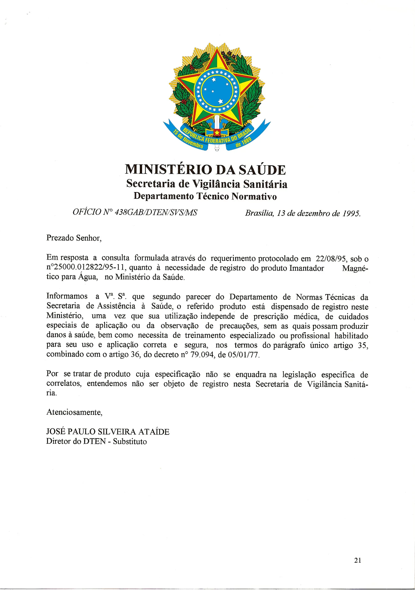 Carta de independência de prescrição médica